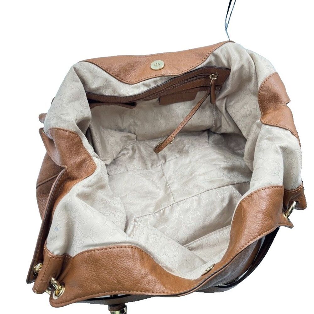 Michael Kors Brown Pebbled Leather Shoulder Hobo Bag Large Purse Tassel - Picture 11 of 16